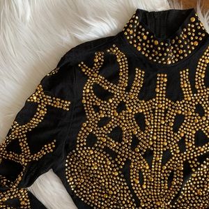 Black and Gold Embellished Bodysuit